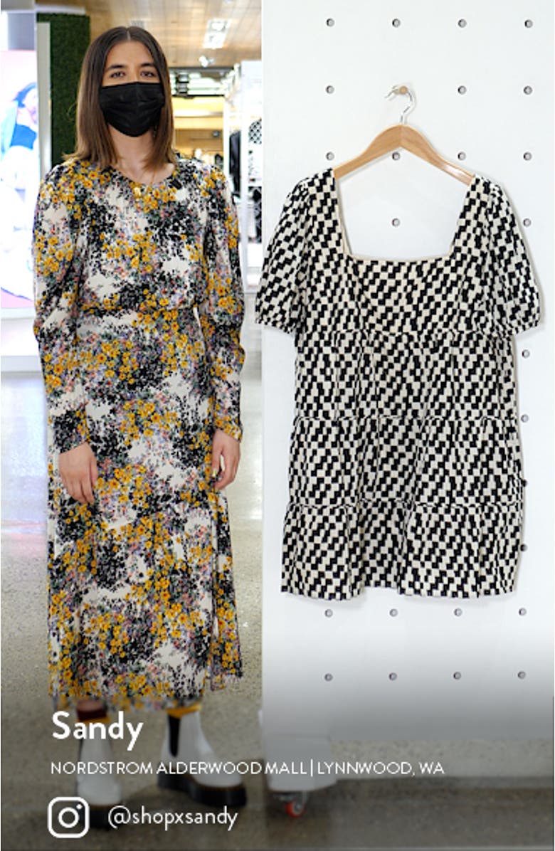 Print Square Neck Shift Dress, sales video thumbnail