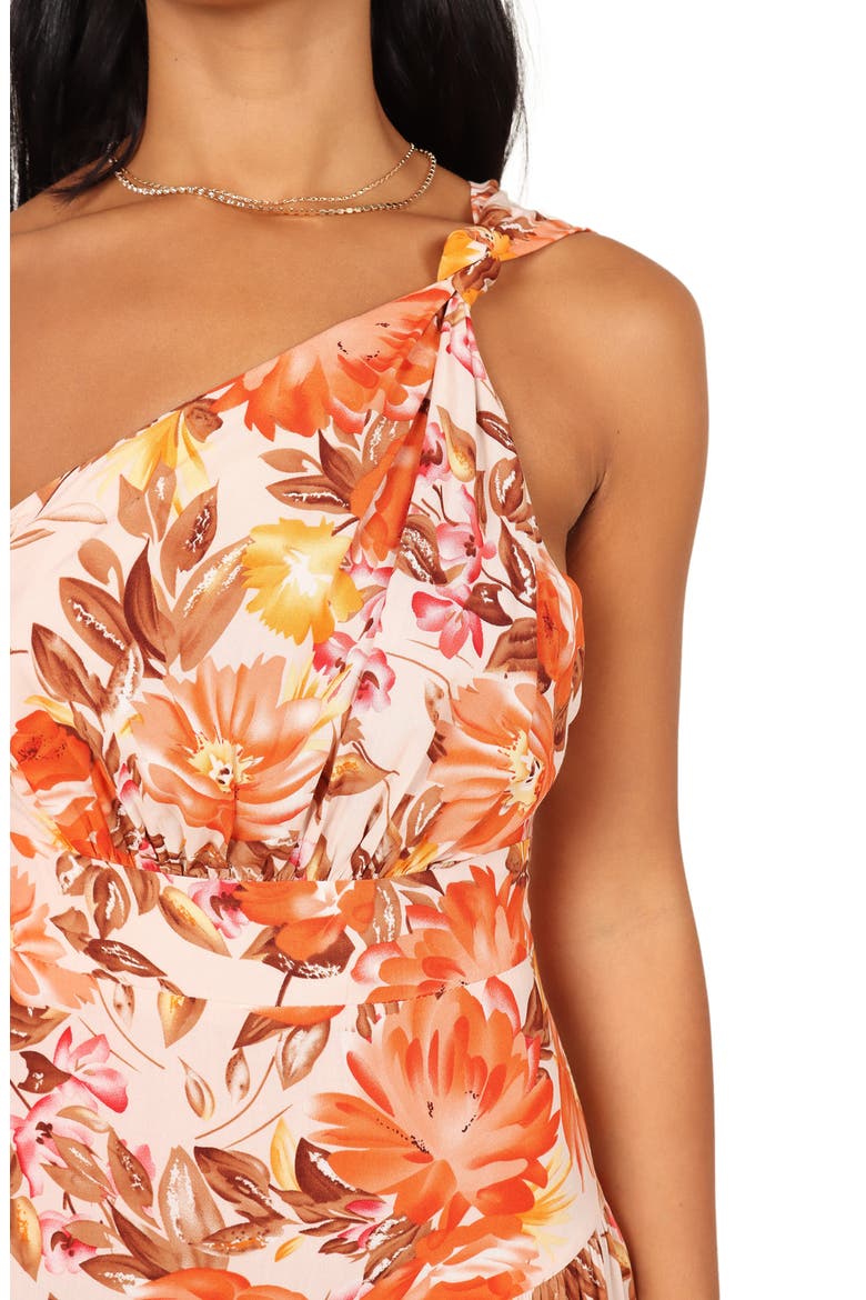 Marietta Floral One-Shoulder Sundress, Alternate, color, ORANGE
