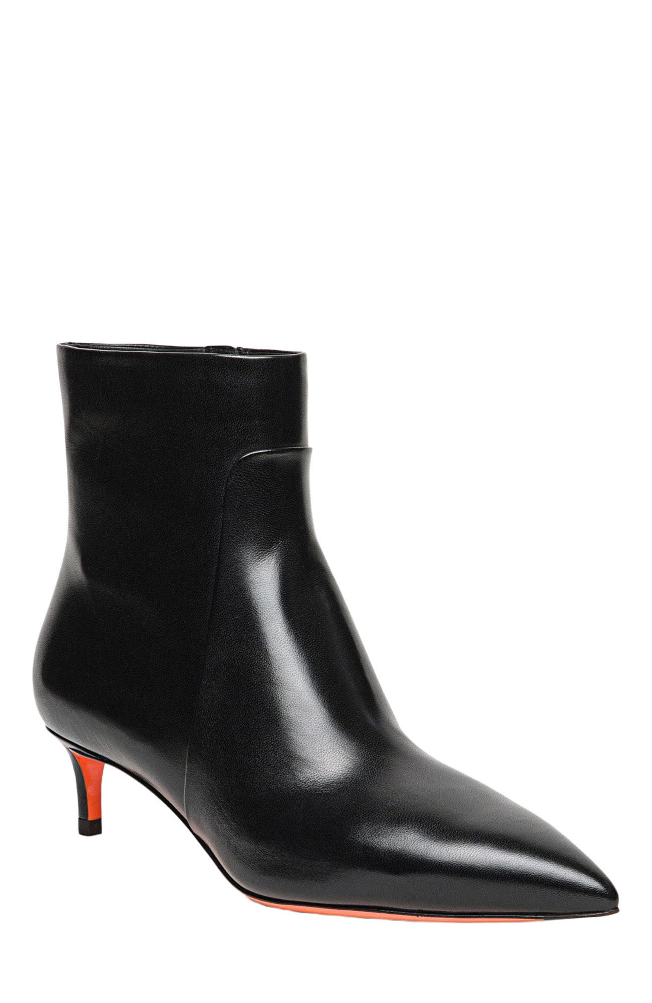 Santoni Women's leather ankle boot, Alternate, color, Black