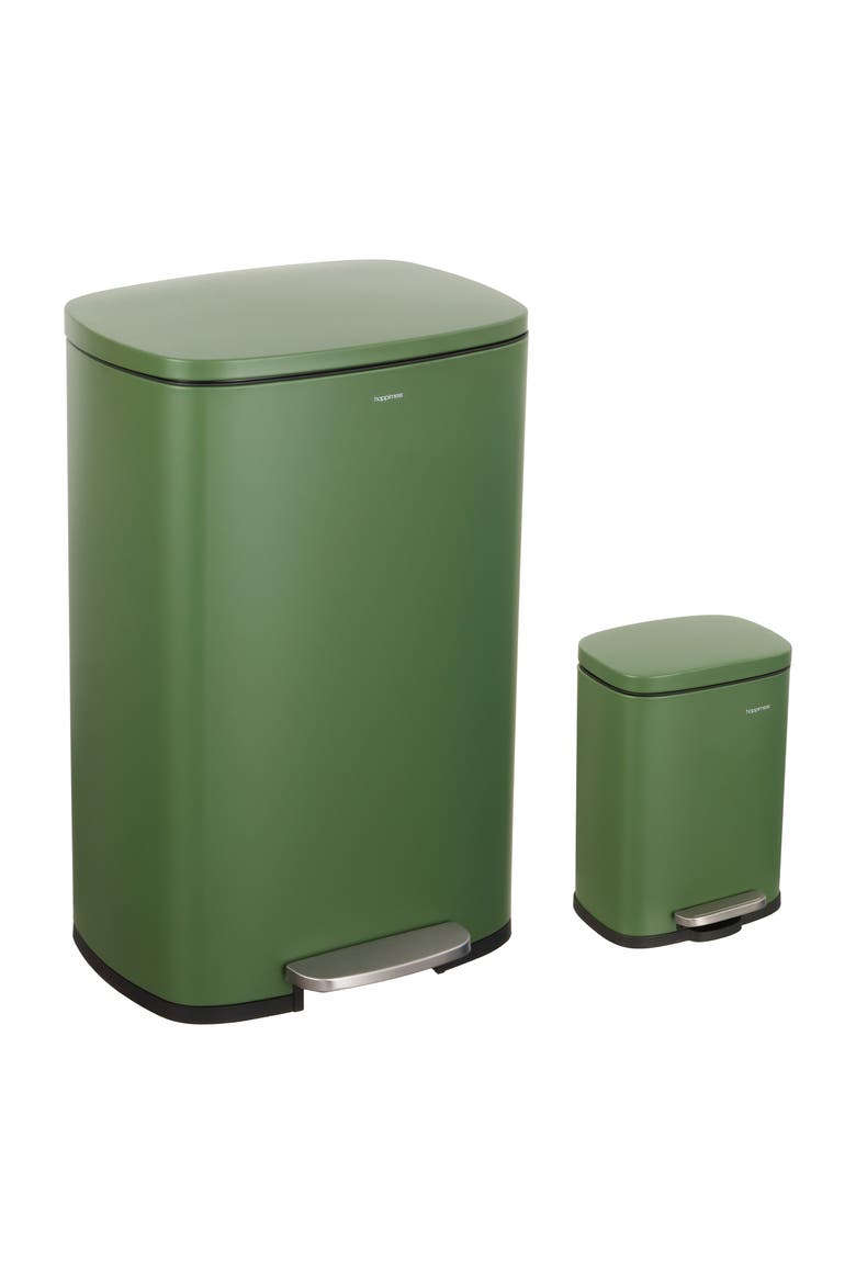 Connor Rectangular Trash Can with Soft-Close Lid and FREE Mini Trash Can, Main, color, Pine Green