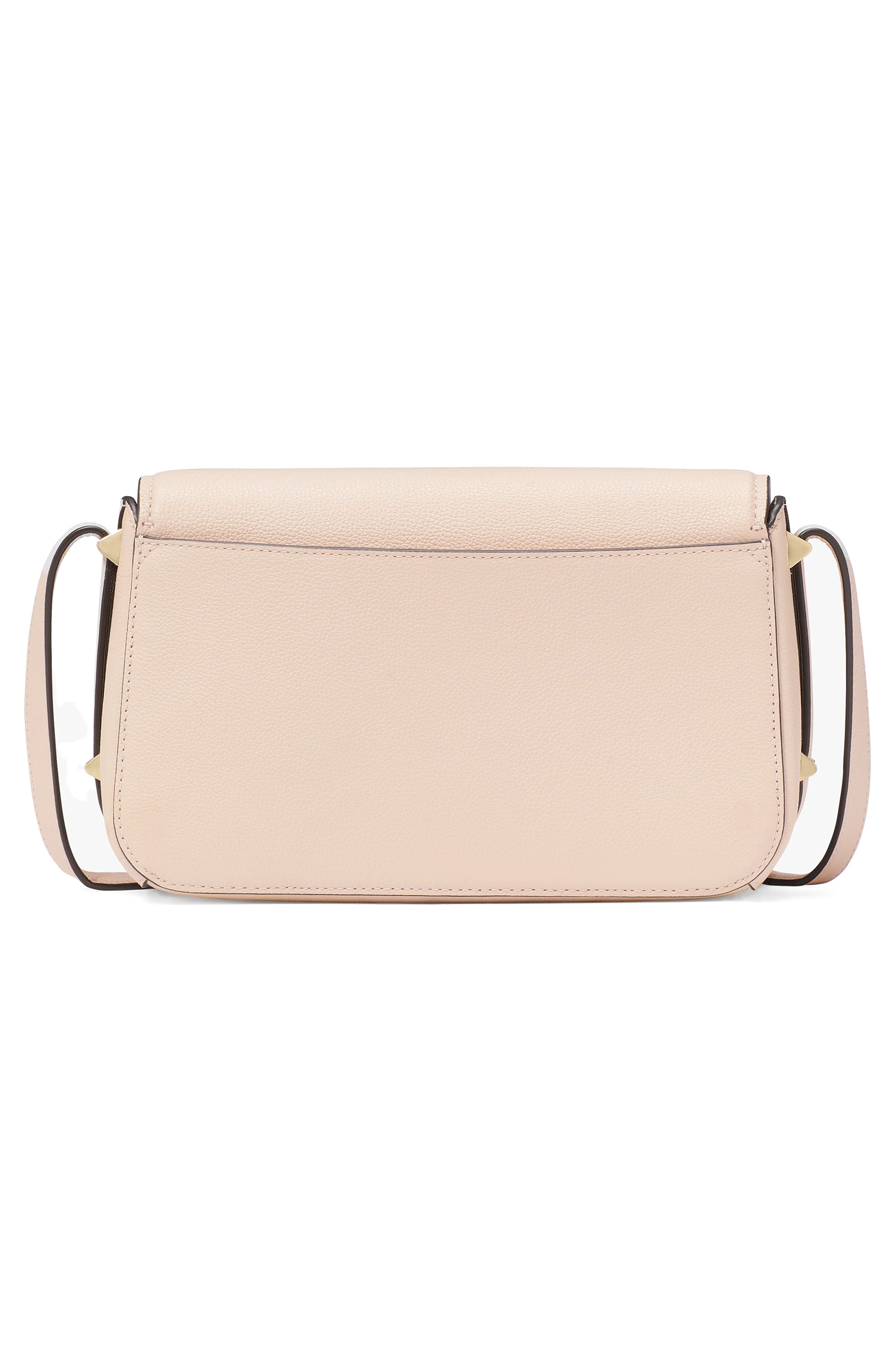 small liv pebble leather flap crossbody bag, Alternate, color, MILK GLASS