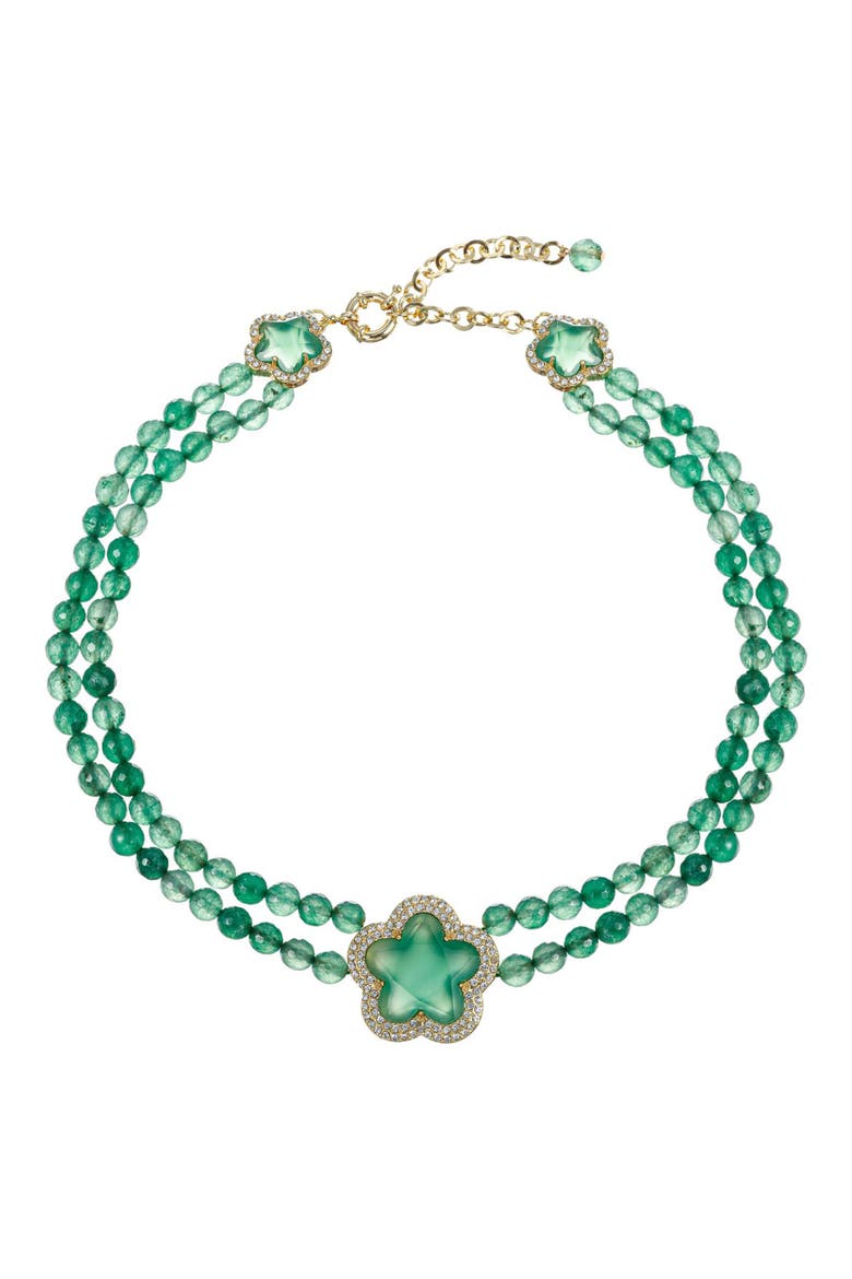 Yasmin Green Agate Clover Necklace, Main, color, GREEN