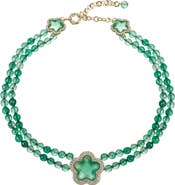 EYE CANDY LOS ANGELES Yasmin Green Agate Clover Necklace