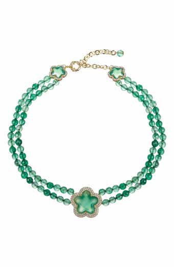 Yasmin Green Agate Clover Necklace