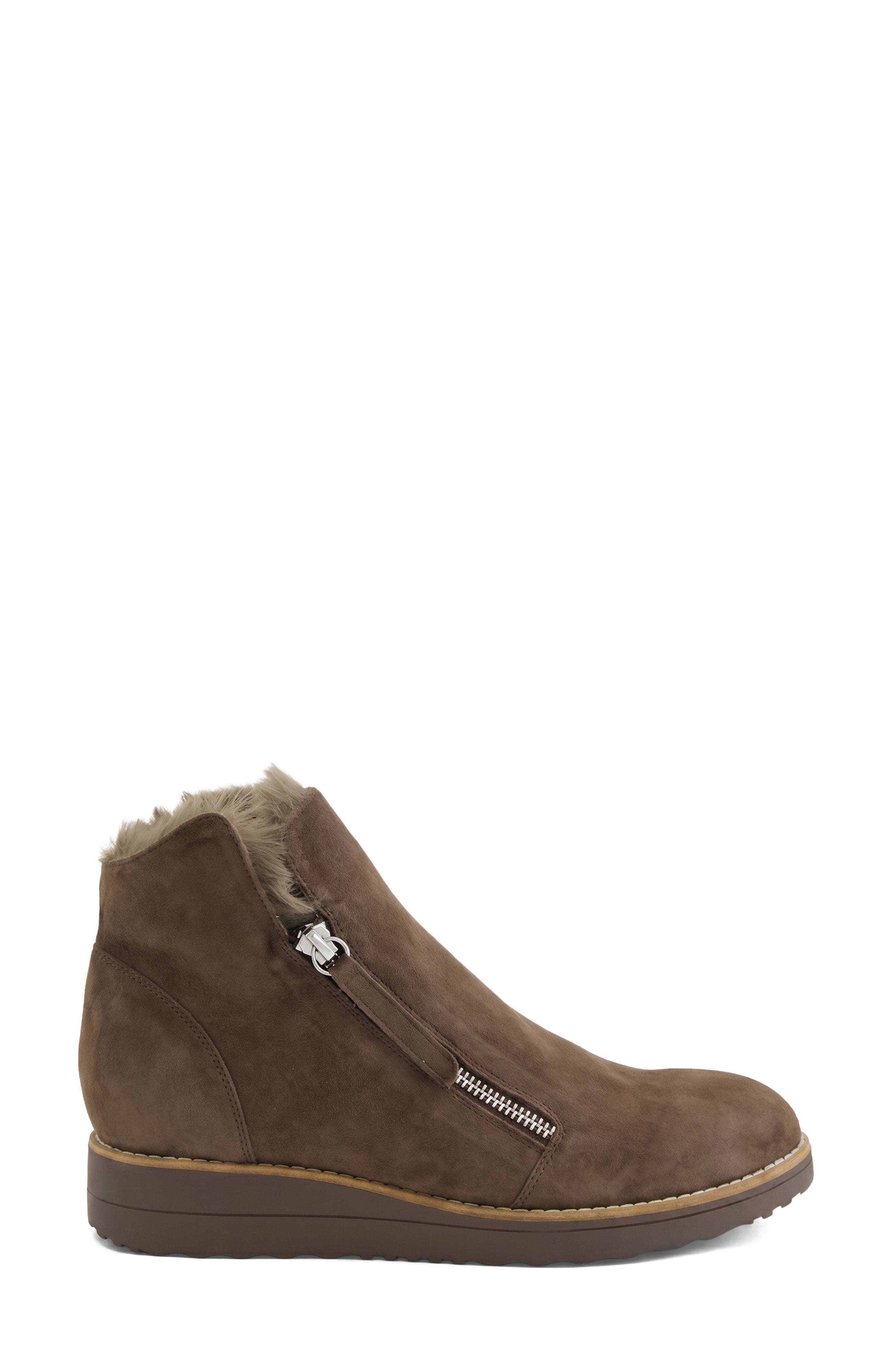 Opal Double Zip Fur Boot, Alternate, color, Black WR Suede Fur