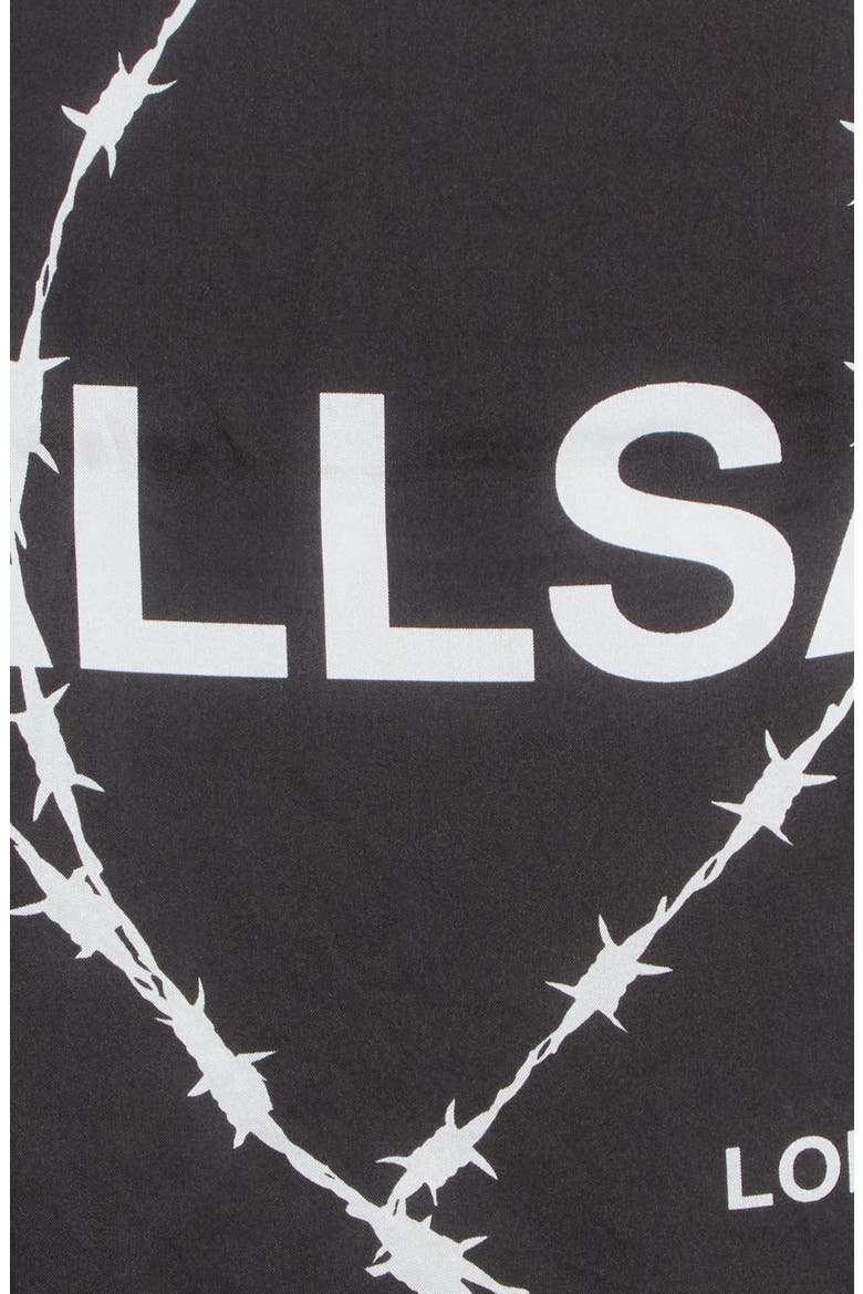 Barbed Wire Heart Silk Scarf, Alternate, color, BLACK