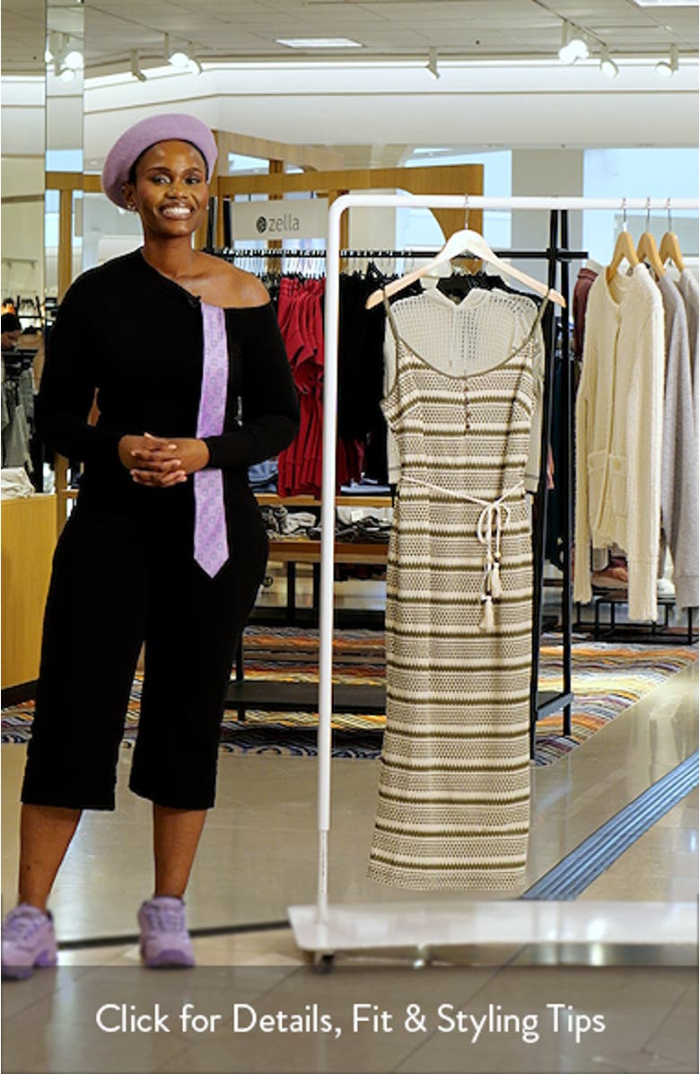 Geometric Stitch Tie Waist Sweater Dress, sales video thumbnail