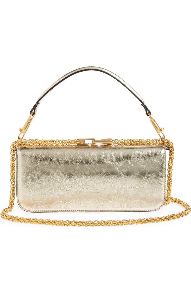 Valentino Garavani VLOGO Signature Crinkle Metallic Leather Shoulder Bag, Alternate, color,