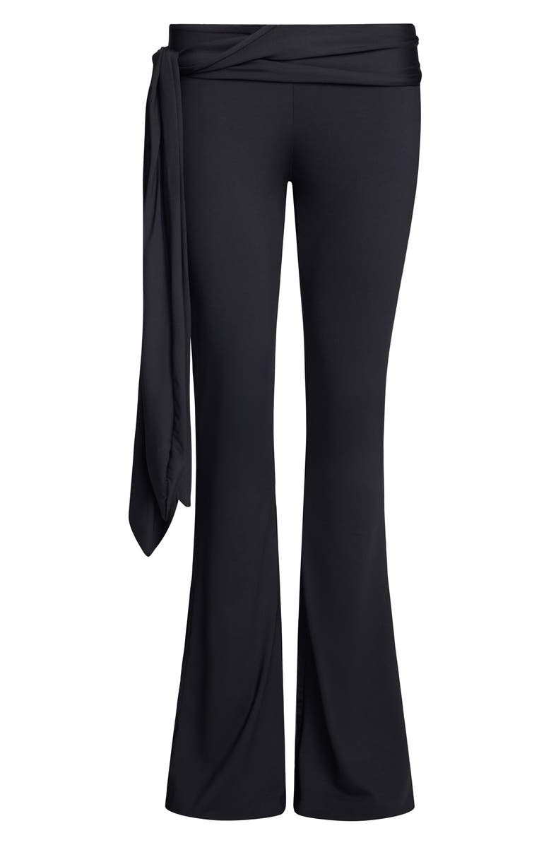 LIONESS Butterfly Low Rise Tie Waist Flare Pants, Alternate, color, Onyx