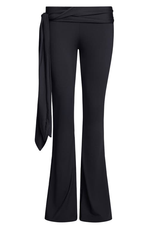 Lioness Butterfly Low Rise Tie Waist Flare Pants In Onyx