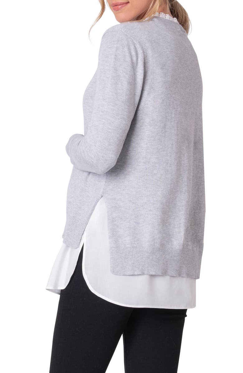 Seraphine Layered Lace Trim Maternity/Nursing Sweater, Alternate, color, 