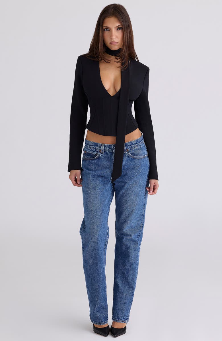 HOUSE OF CB Danya Corset Crop Top, Alternate, color, Black