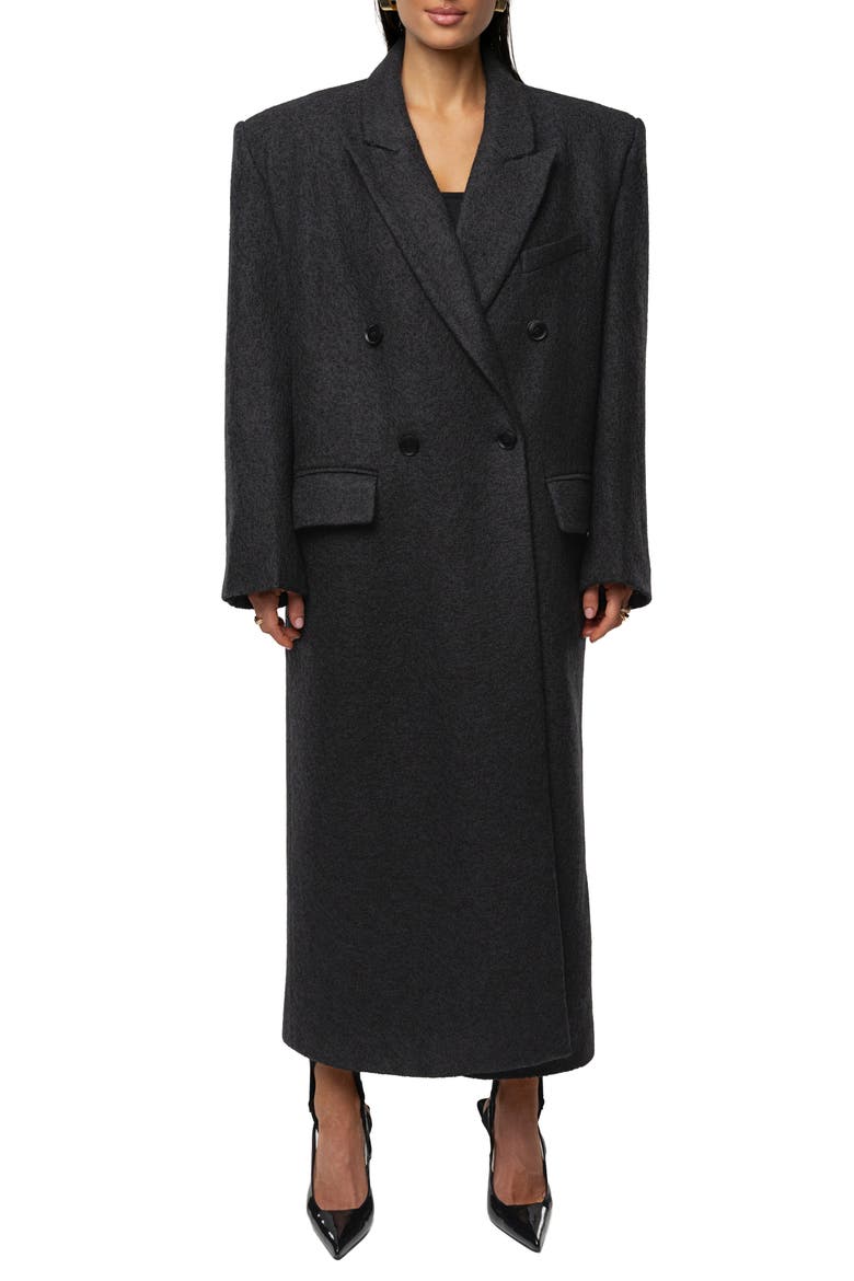 Double Breasted Wool Blend Coat, Main, color, BLACK