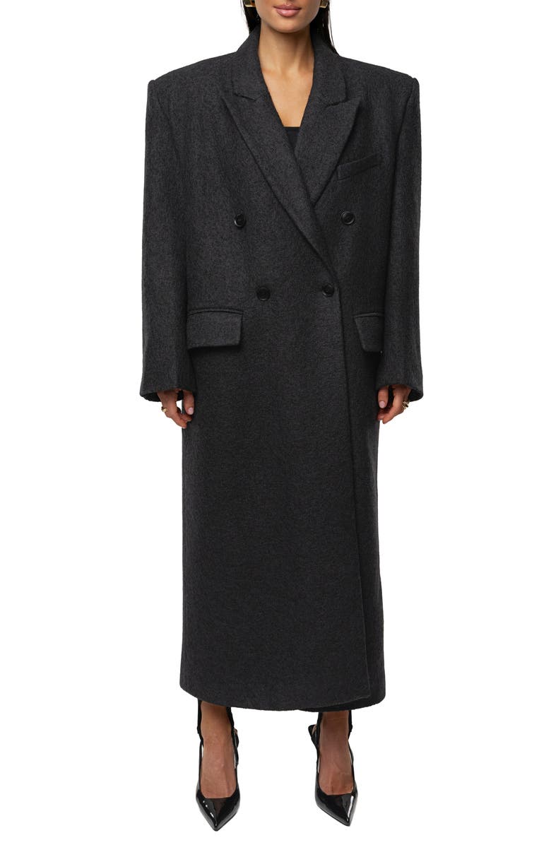 JLUXLABEL Double Breasted Wool Blend Coat, Main, color, Black