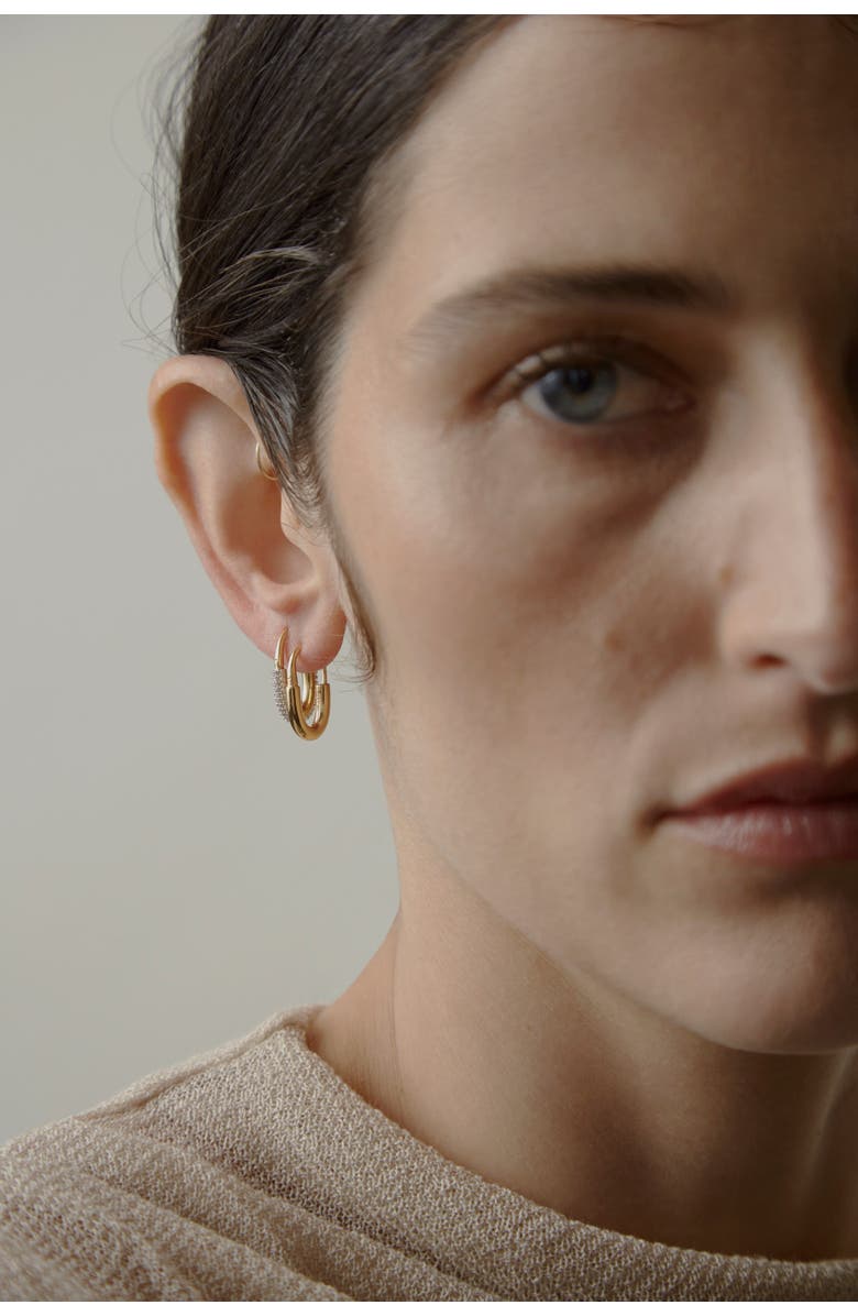 Otiumberg 14kt Gold Vermeil Roscida Pave Oval Hoops, Alternate, color, Yellow Toned Gold