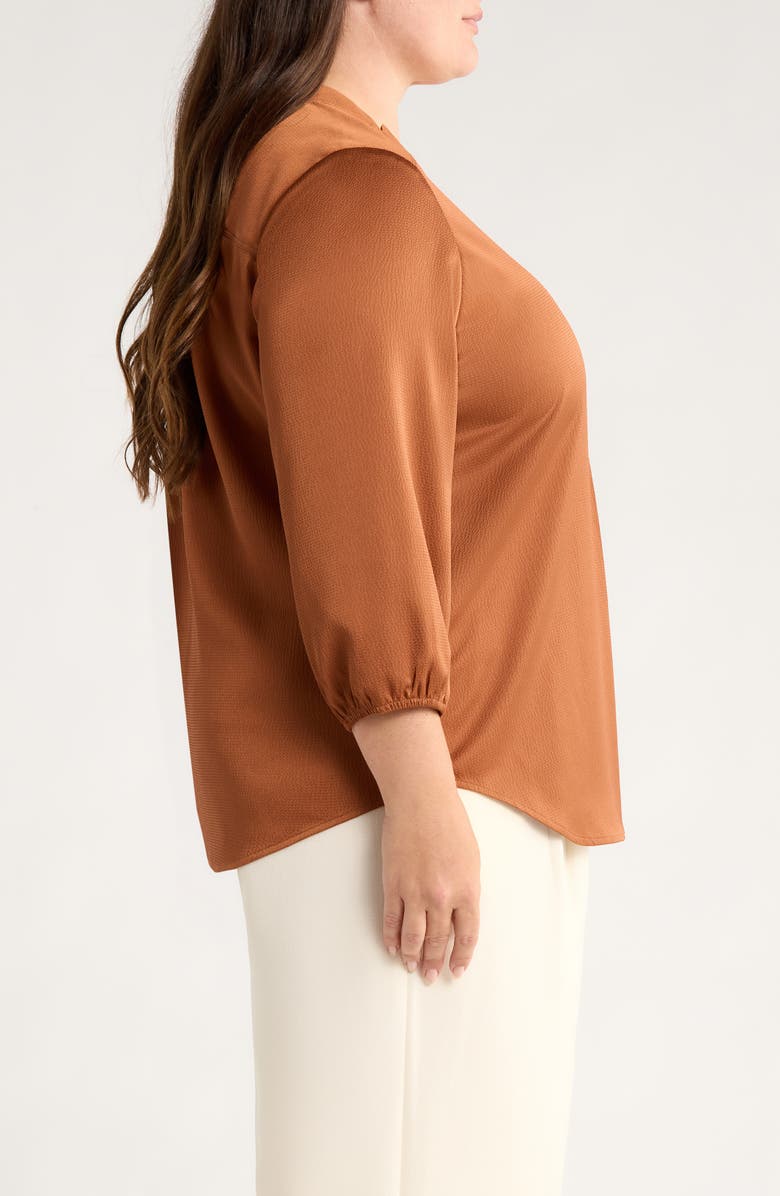 Jones New York Notch Neck V-Neck Top, Alternate, color, Medium Chestnut