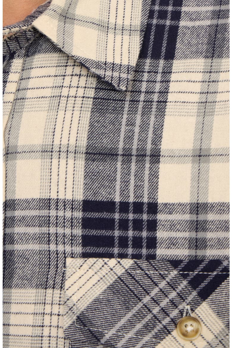 Flannel Button-Up Shirt, Alternate, color, NAVY
