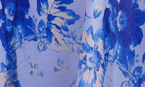 Flying Tomato Floral Long Sleeve Shirtdress In Powder Blue