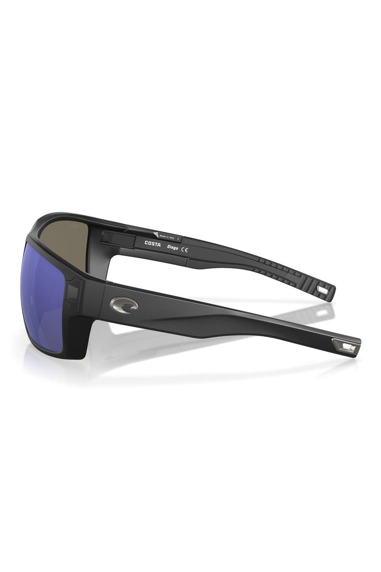 Diego 62mm Mirrored Polarized Oversize Rectangular Sunglasses, Alternate, color, MATTE BLACK