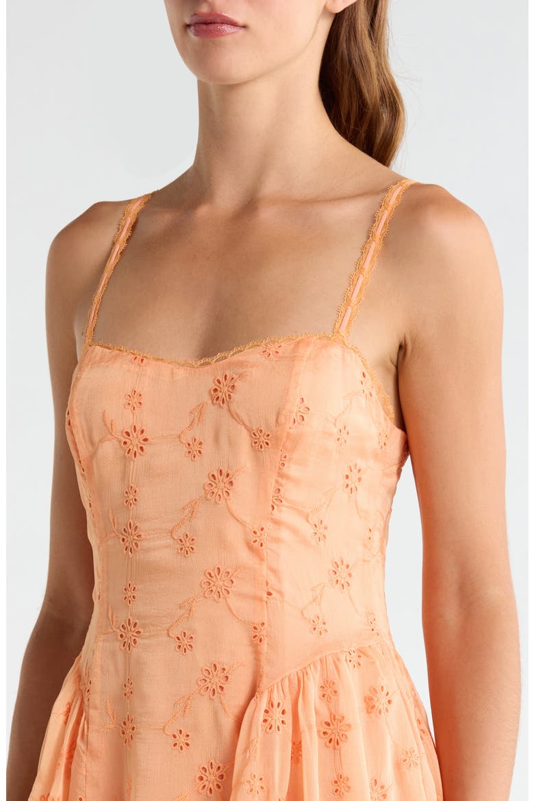 Eyelet Lace Fit & Flare Party Dress, Alternate, color, TANGERINE