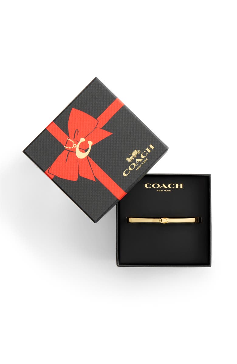 COACH Sculpted C Hinged Bangle, Alternate, color, Shiny Gold