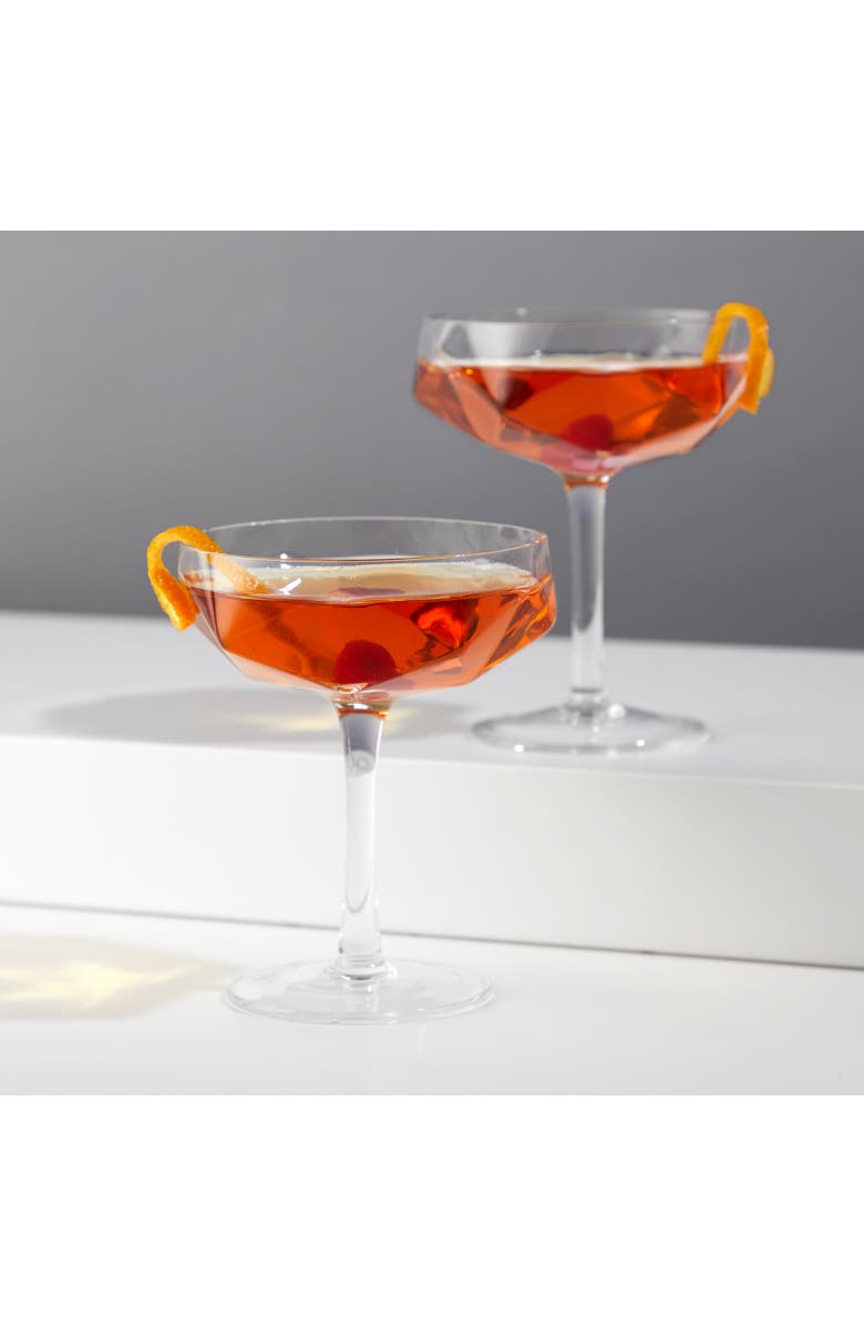 Viski Seneca Crystal Faceted Coupes Set of 2, Alternate, color, Clear