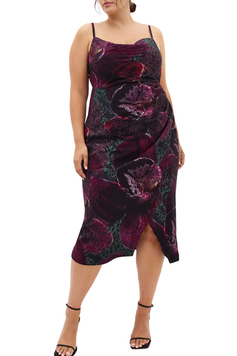 Marisol Cowl Neck Sheath Dress, Main, color, BLACK ORCHID