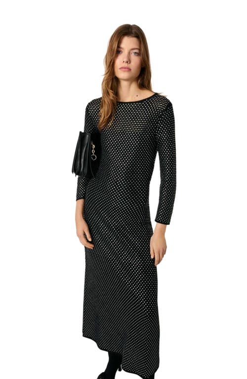 Maje Rhinestoned Maxi Dress In Black