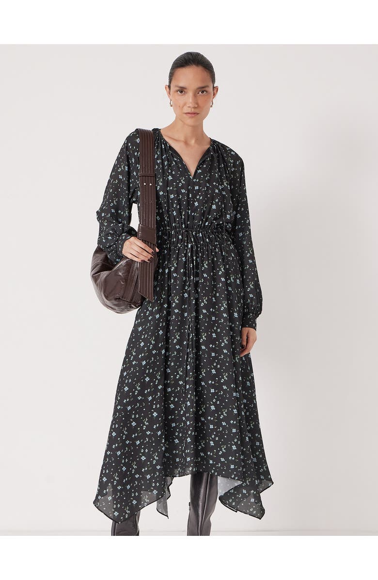 Hush Odelia Printed Long Sleeve Chiffon Dress, Main, color, Ditsy Floral Black