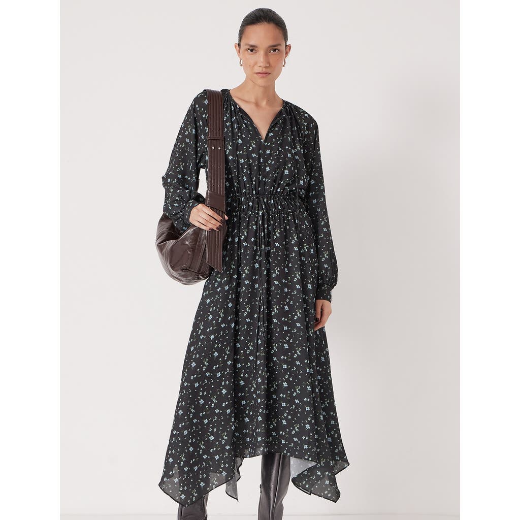 Hush Odelia Printed Long Sleeve Chiffon Dress In Black