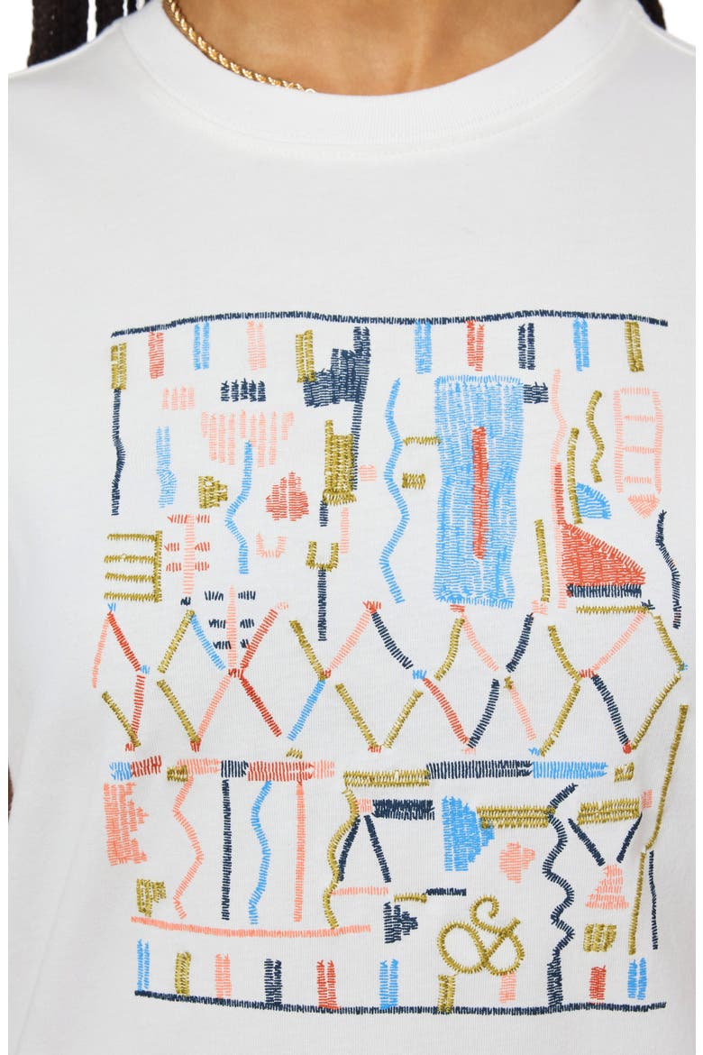 Geometric Embroidered Cotton T-Shirt, Alternate, color, SUGAR SWIZZLE PIGMEN