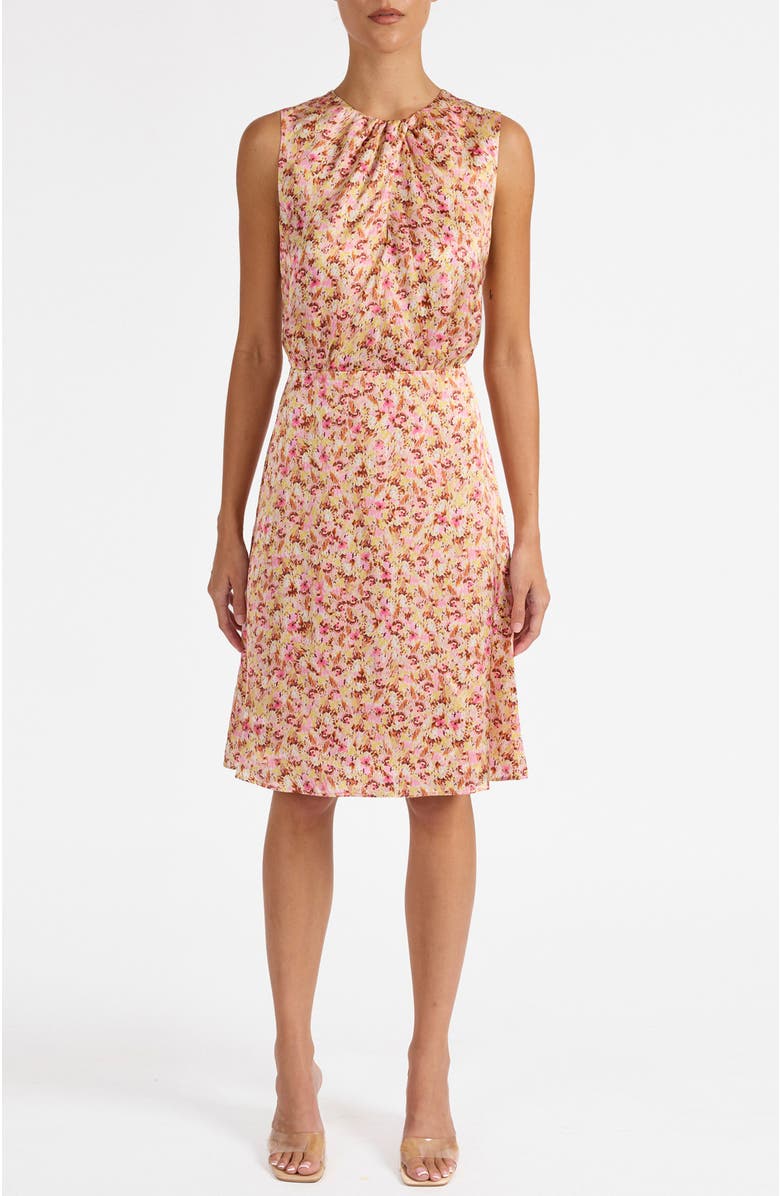 Santorelli Dalby Sleeveless A-line Dress in Floral Silk Blend, Alternate, color, Sweet Pink