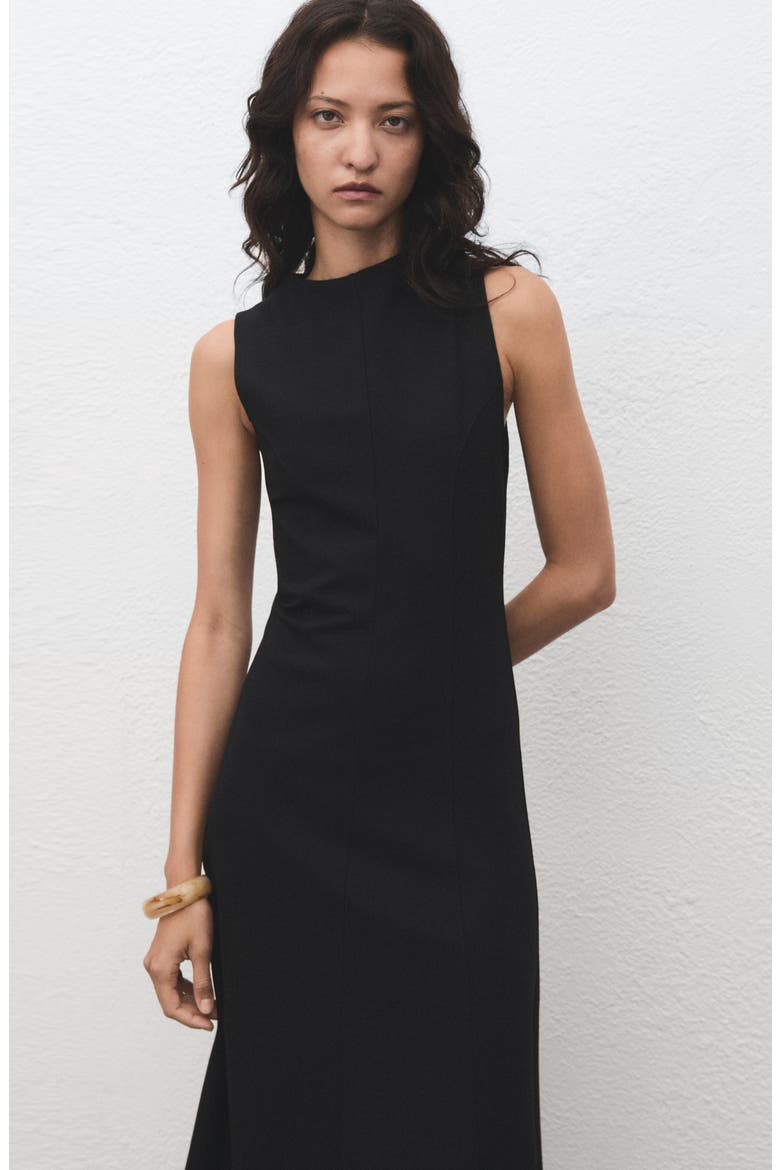 Seam Detail Sleeveless Dress, Alternate, color, BLACK