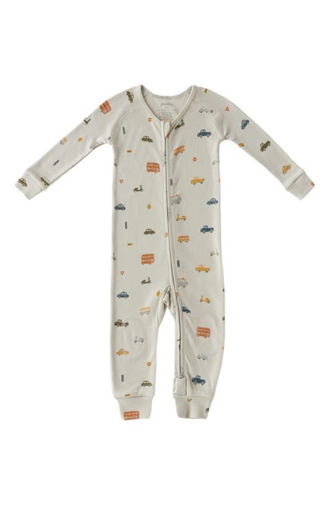 Print Rib Organic Cotton Fitted One-Piece Pajamas (Baby)