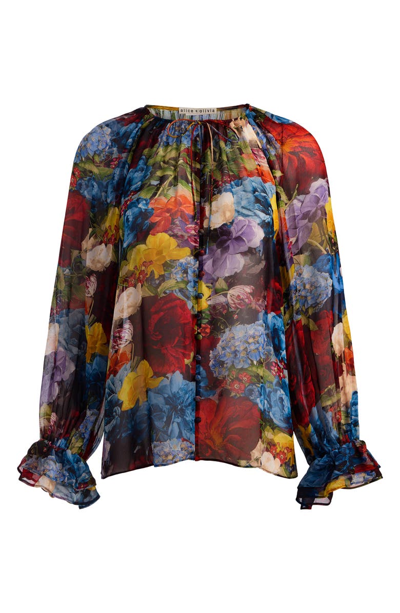 Alice + Olivia Josephine Floral Georgette Top, Alternate, color, Flourish Sm