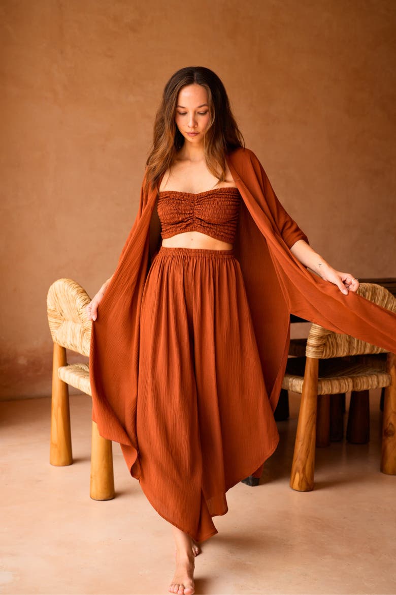 Winona Smocked Tube Top & Asymmetrical Pants Set, Alternate, color, Orange
