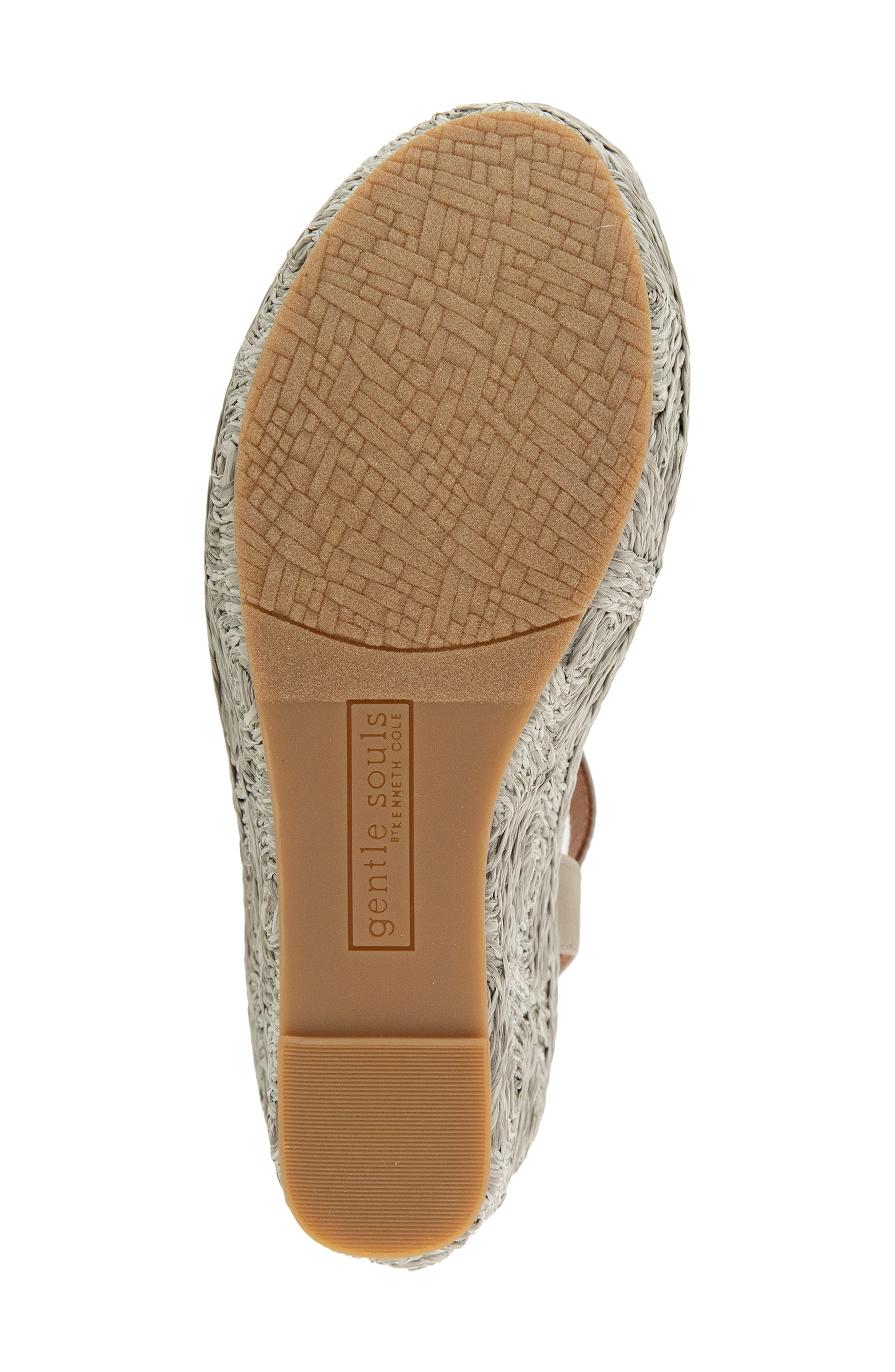 Gentle Souls Nevio Ankle Strap Platform Wedge Sandal, Alternate, color, Silver Sage Raffia