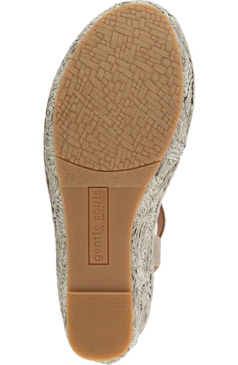 Gentle Souls Nevio Ankle Strap Platform Wedge Sandal, Alternate, color, Silver Sage Raffia