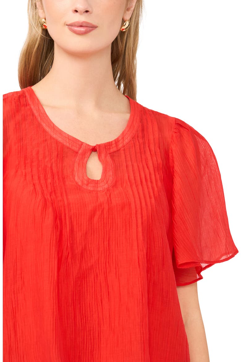 Flutter Sleeve Pleated Top, Alternate, color, LOBSTER RED