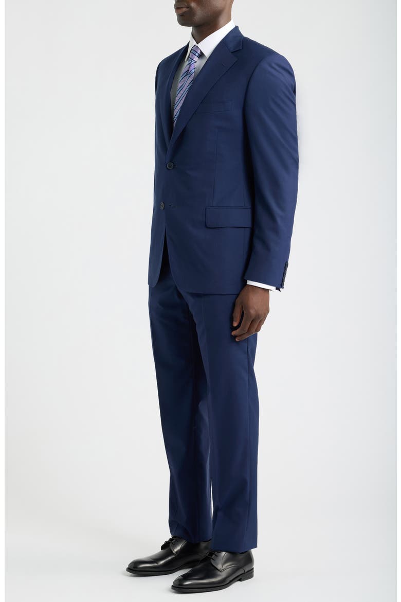 Solid Blue Zegna Wool Suit, Alternate, color, BLUE