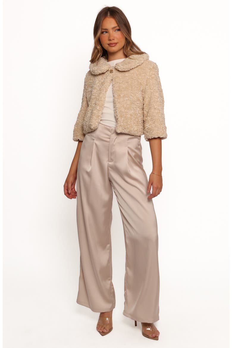 Lucie Faux Fur Crop Jacket, Alternate, color, CREAM