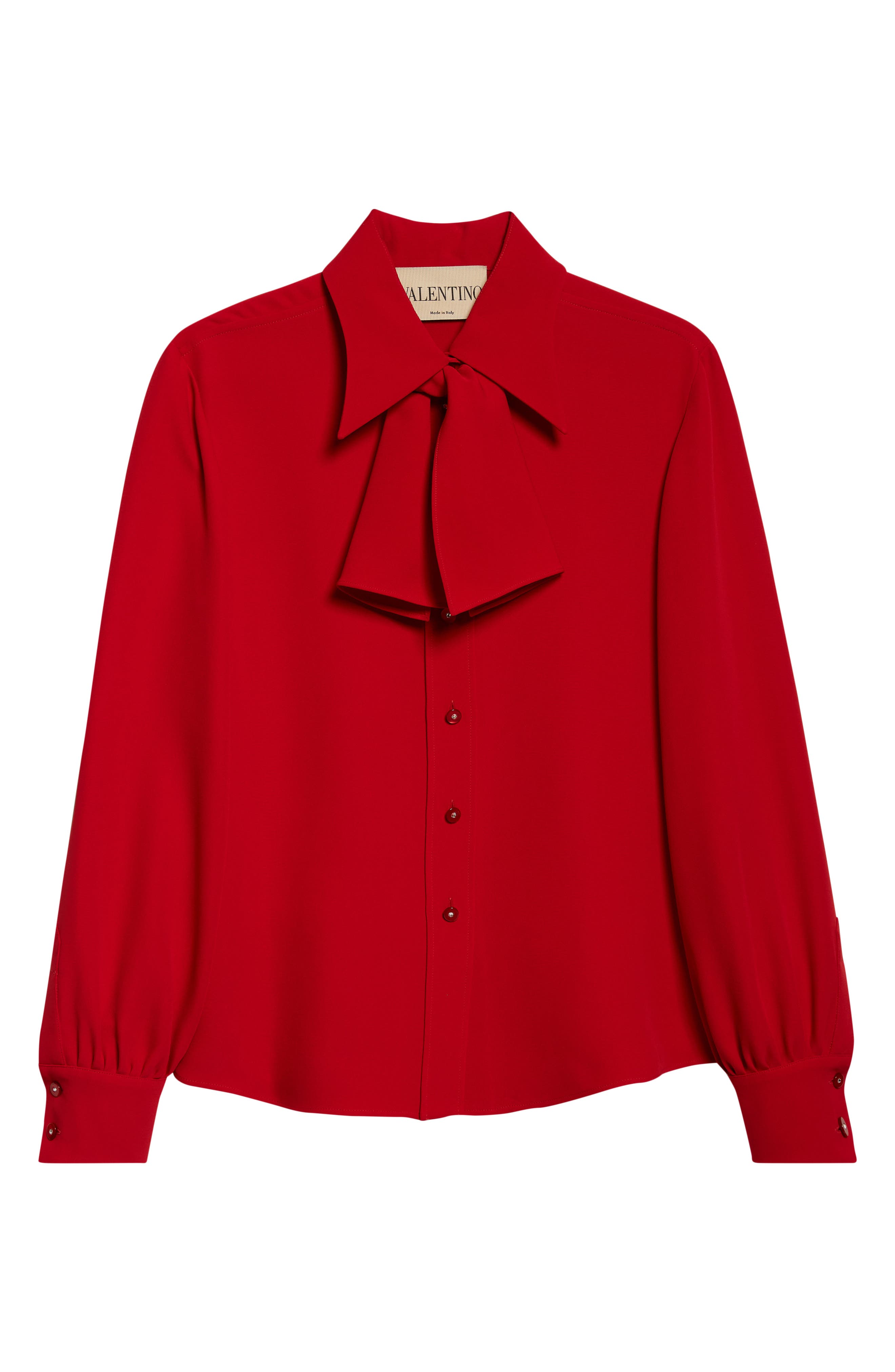 Valentino Solid Silk Cady Couture Button-up Shirt In Red