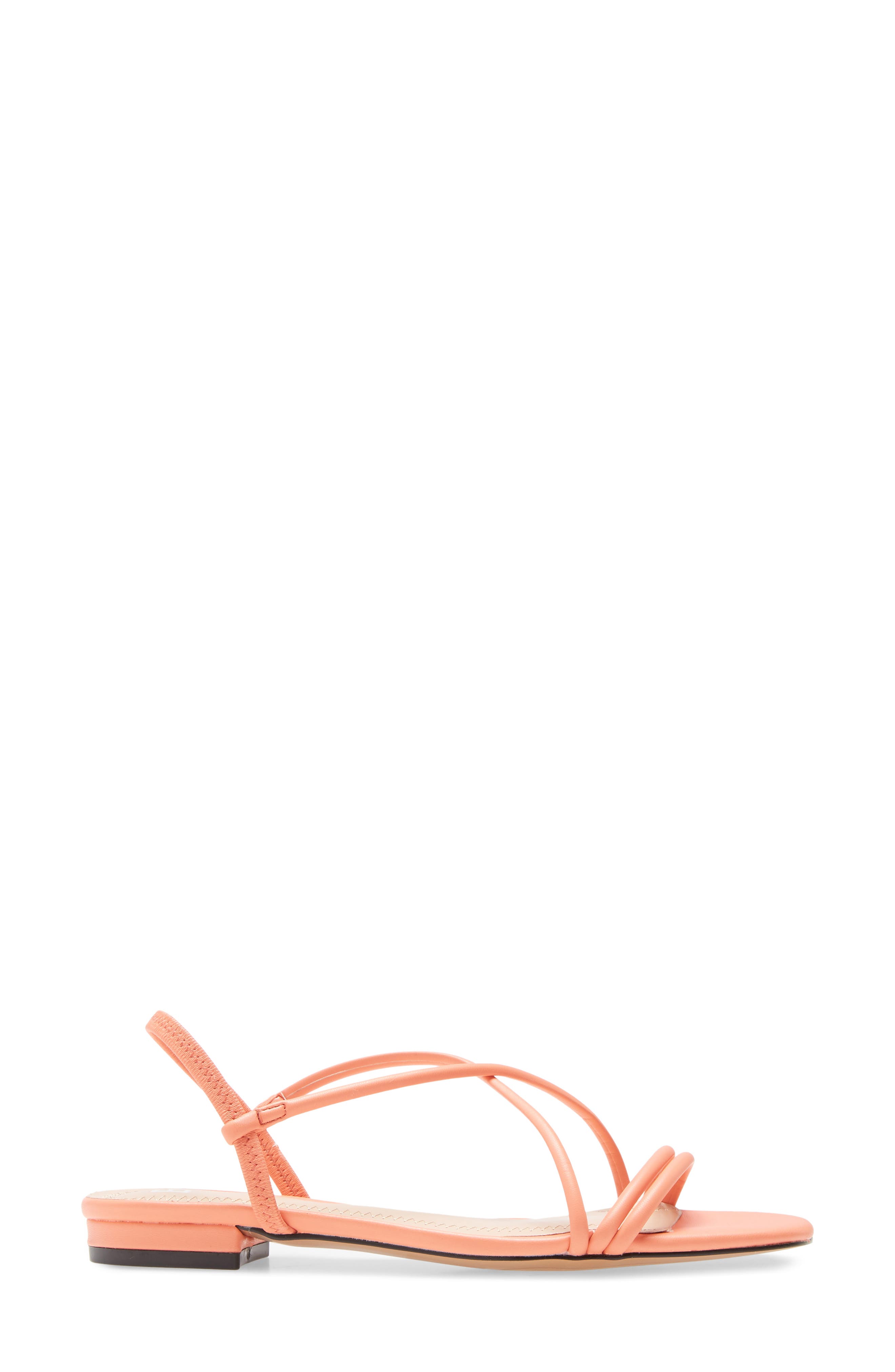 Fiona Strappy Flat Sandal, Alternate, color, CORAL FAUX LEATHER