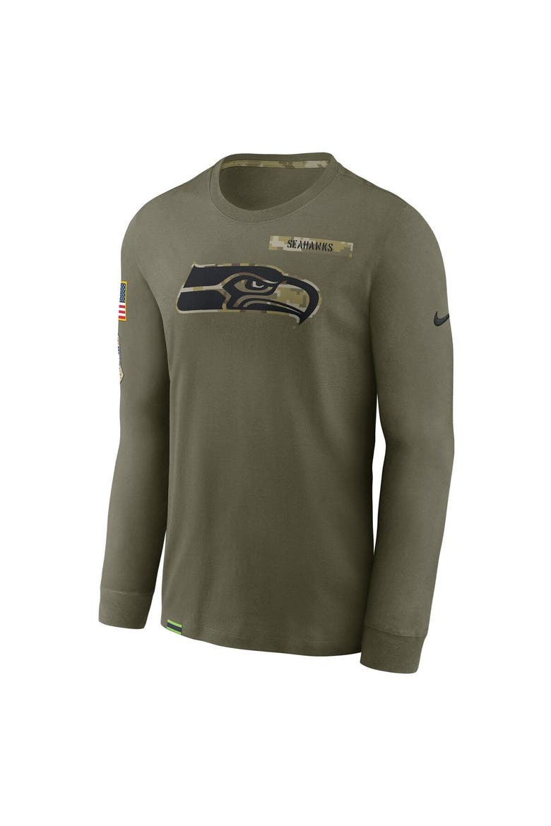 Men's Nike Olive Seattle Seahawks 2021 Salute To Service Performance Long Sleeve T-Shirt, Alternate, color, Olive