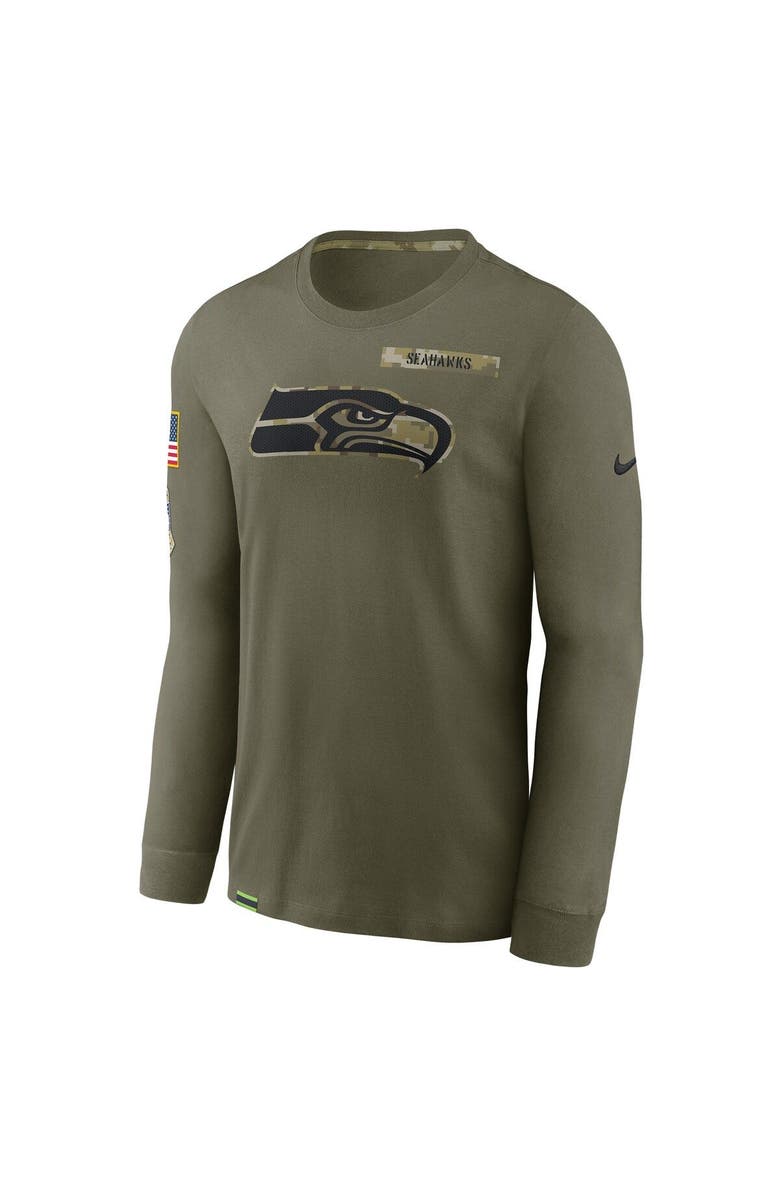 Nike Men's Nike Olive Seattle Seahawks 2021 Salute To Service Performance Long Sleeve T-Shirt, Alternate, color, 