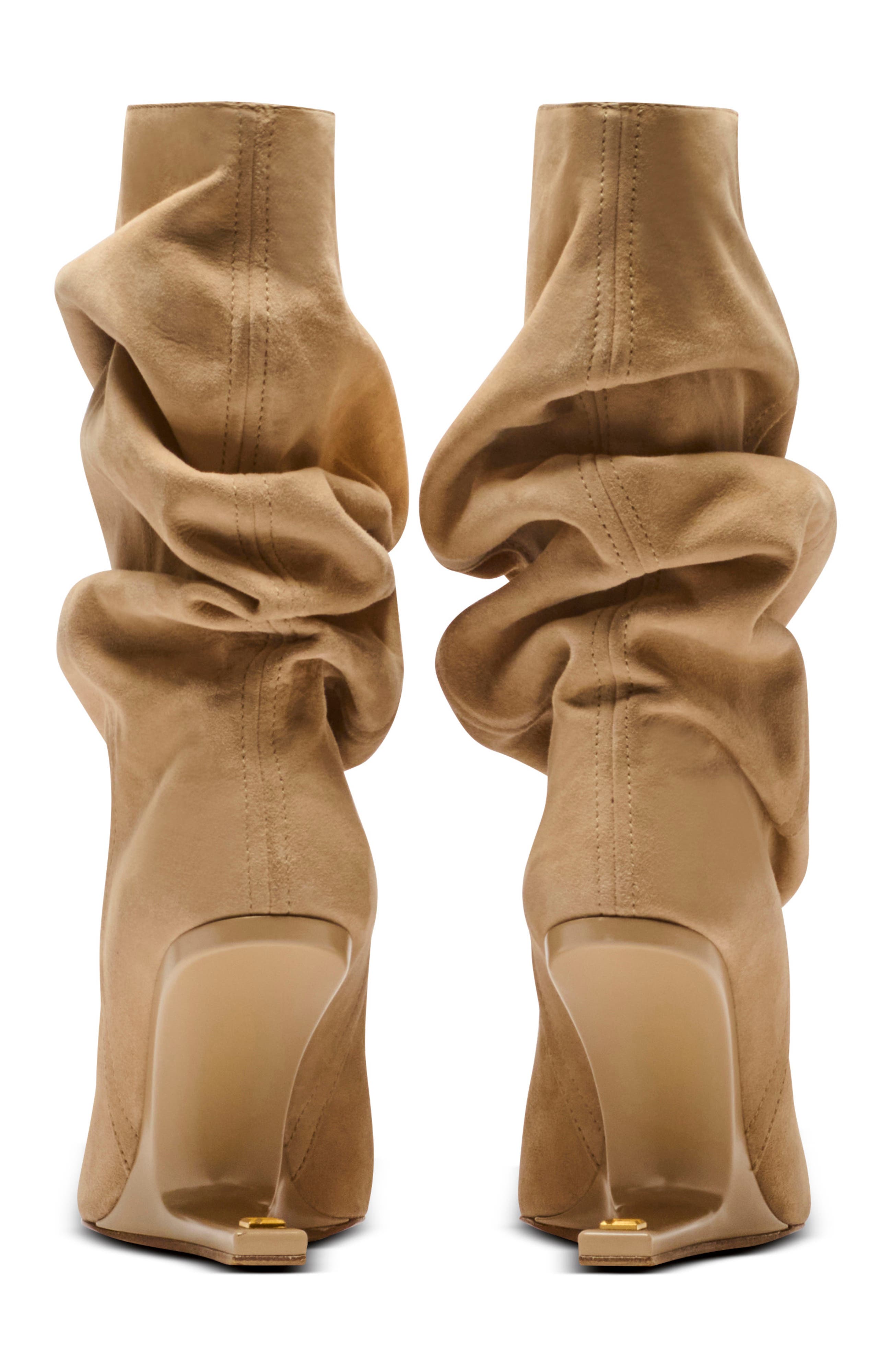 Balmain "No Wedge" suede ankle boots, Alternate, color, Beige