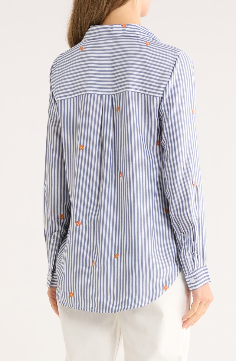 beachlunchlounge Kaylee Heart Stripe Long Sleeve Button-Up Shirt, Alternate, color, Scream Pumpkins