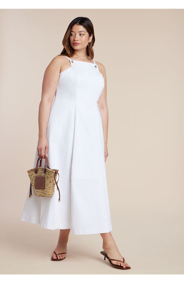 ELOQUII A-Line Denim Midi Dress, Main, color, Sun Dress