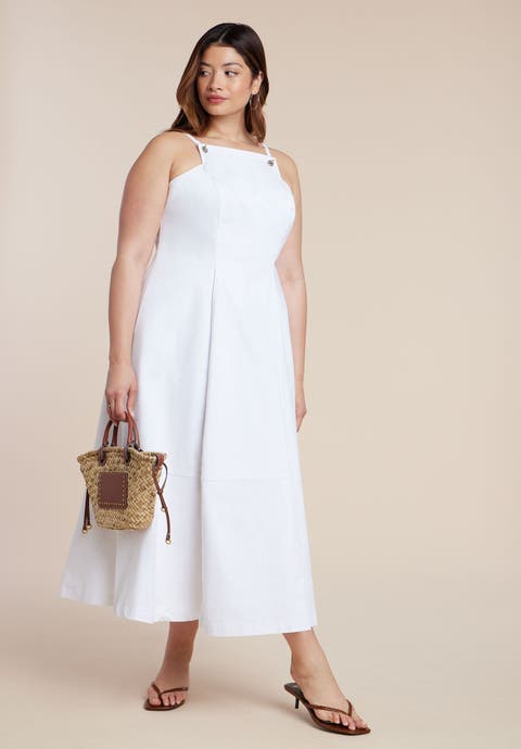 A-Line Denim Midi Dress (Plus)