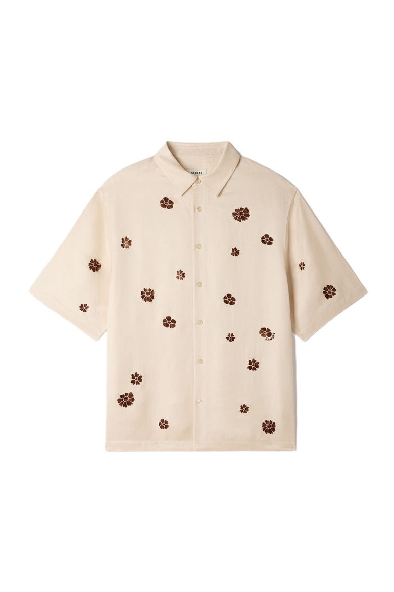 Loose-fit floral shirt, Alternate, color, Ecru